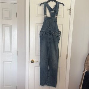 Happily Grey Denim Rough Hem Overalls